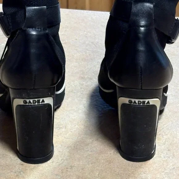 Gadea Black Stretch Sock Buckle Boots Leather Heels Made In Spain 37 Extralight - Picture 8 of 15
